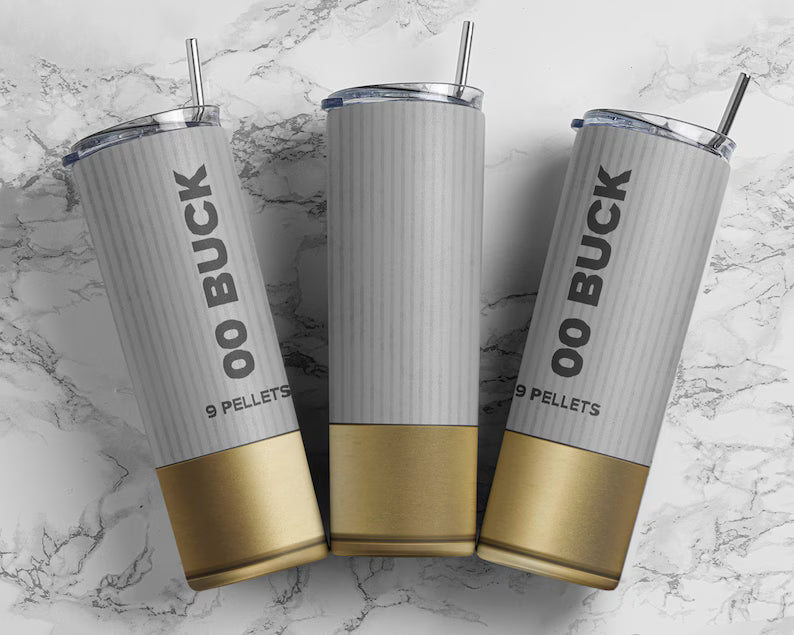 Shotgun shell 00 buckshot white tumbler wrap