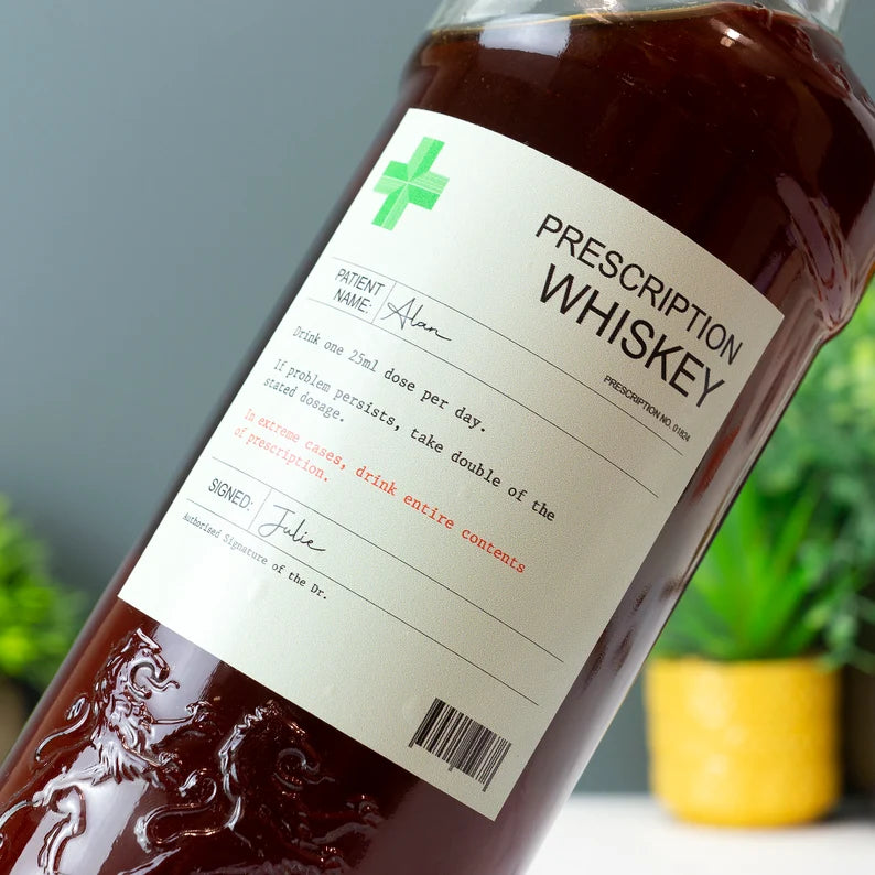 Personalised Prescription Whiskey Label Vinyl Sticker Whisky Decal