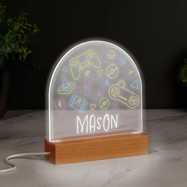 Neon Style Gaming LED Children's Night Light Personalised